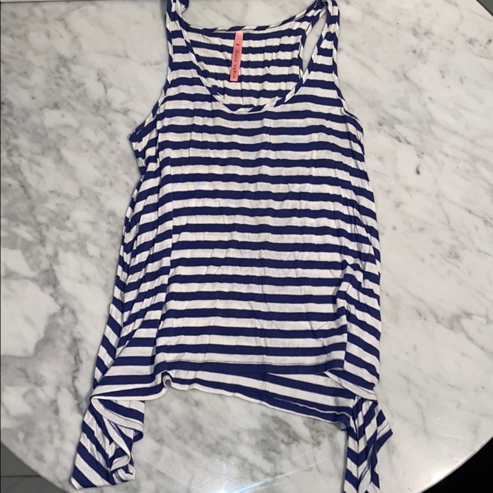 EIGHT SIXTY BLUE WHITE STRIPE SIZE XS FLOWY TANK